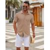 COOFANDY Men’s Casual Button Down Short Sleeve Shirts Untucked Wrinkle Free Shirt Stretch Dress Shirts(Khaki)