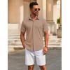 COOFANDY Men’s Casual Button Down Short Sleeve Shirts Untucked Wrinkle Free Shirt Stretch Dress Shirts(Khaki)