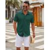 COOFANDY Men’s Casual Button Down Short Sleeve Shirts Untucked Wrinkle Free Shirt Stretch Dress Shirts(Lake Green)