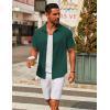 COOFANDY Men’s Casual Button Down Short Sleeve Shirts Untucked Wrinkle Free Shirt Stretch Dress Shirts(Lake Green)