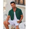 COOFANDY Men’s Casual Button Down Short Sleeve Shirts Untucked Wrinkle Free Shirt Stretch Dress Shirts(Lake Green)