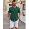 COOFANDY Men’s Casual Button Down Short Sleeve Shirts Untucked Wrinkle Free Shirt Stretch Dress Shirts(Lake Green)