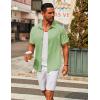 COOFANDY Men’s Casual Button Down Short Sleeve Shirts Untucked Wrinkle Free Shirt Stretch Dress Shirts(Light Green)