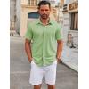 COOFANDY Men’s Casual Button Down Short Sleeve Shirts Untucked Wrinkle Free Shirt Stretch Dress Shirts(Light Green)