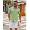 COOFANDY Men’s Casual Button Down Short Sleeve Shirts Untucked Wrinkle Free Shirt Stretch Dress Shirts(Light Green)