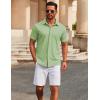 COOFANDY Men’s Casual Button Down Short Sleeve Shirts Untucked Wrinkle Free Shirt Stretch Dress Shirts(Light Green)