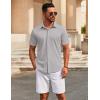 COOFANDY Men’s Casual Button Down Short Sleeve Shirts Untucked Wrinkle Free Shirt Stretch Dress Shirts(Light Grey)