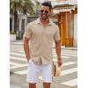 COOFANDY Men’s Casual Button Down Short Sleeve Shirts Untucked Wrinkle Free Shirt Stretch Dress Shirts(Light Khaki)