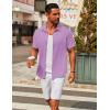 COOFANDY Men’s Casual Button Down Short Sleeve Shirts Untucked Wrinkle Free Shirt Stretch Dress Shirts(Lilac)