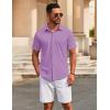 COOFANDY Men’s Casual Button Down Short Sleeve Shirts Untucked Wrinkle Free Shirt Stretch Dress Shirts(Lilac)