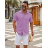 COOFANDY Men’s Casual Button Down Short Sleeve Shirts Untucked Wrinkle Free Shirt Stretch Dress Shirts(Lilac)