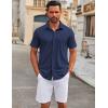 COOFANDY Men’s Casual Button Down Short Sleeve Shirts Untucked Wrinkle Free Shirt Stretch Dress Shirts(Navy Blue)