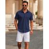 COOFANDY Men’s Casual Button Down Short Sleeve Shirts Untucked Wrinkle Free Shirt Stretch Dress Shirts(Navy Blue)