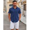 COOFANDY Men’s Casual Button Down Short Sleeve Shirts Untucked Wrinkle Free Shirt Stretch Dress Shirts(Ocean Blue)