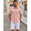 COOFANDY Men’s Casual Button Down Short Sleeve Shirts Untucked Wrinkle Free Shirt Stretch Dress Shirts(Pink)