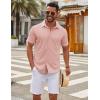 COOFANDY Men’s Casual Button Down Short Sleeve Shirts Untucked Wrinkle Free Shirt Stretch Dress Shirts(Pink)