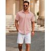 COOFANDY Men’s Casual Button Down Short Sleeve Shirts Untucked Wrinkle Free Shirt Stretch Dress Shirts(Pink)