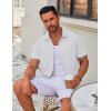 COOFANDY Men’s Casual Button Down Short Sleeve Shirts Untucked Wrinkle Free Shirt Stretch Dress Shirts(White)