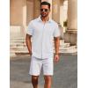COOFANDY Men’s Casual Button Down Short Sleeve Shirts Untucked Wrinkle Free Shirt Stretch Dress Shirts(White)