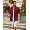 COOFANDY Men’s Casual Button Down Short Sleeve Shirts Untucked Wrinkle Free Shirt Stretch Dress Shirts(Wine Red)