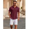 COOFANDY Men’s Casual Button Down Short Sleeve Shirts Untucked Wrinkle Free Shirt Stretch Dress Shirts(Wine Red)