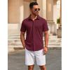 COOFANDY Men’s Casual Button Down Short Sleeve Shirts Untucked Wrinkle Free Shirt Stretch Dress Shirts(Wine Red)