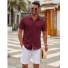 COOFANDY Men’s Casual Button Down Short Sleeve Shirts Untucked Wrinkle Free Shirt Stretch Dress Shirts(Wine Red)