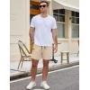 COOFANDY Men’s Casual Cotton Shorts 5 Inch Summer Beach Shorts Lightweight Drawstring Elastic Waist Chino Golf Shorts(Beige)