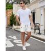COOFANDY Men’s Casual Cotton Shorts 5 Inch Summer Beach Shorts Lightweight Drawstring Elastic Waist Chino Golf Shorts(White)
