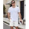 COOFANDY Men’s Casual Cotton Shorts 5 Inch Summer Beach Shorts Lightweight Drawstring Elastic Waist Chino Golf Shorts(White)