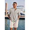 COOFANDY Men’s Casual Henley Shirt Band Collar Short Sleeve Shirt Summer Beach Hippie T-Shirt(Apricot)
