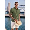 COOFANDY Men’s Casual Henley Shirt Band Collar Short Sleeve Shirt Summer Beach Hippie T-Shirt(Army Green)