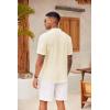 COOFANDY Men’s Casual Henley Shirt Band Collar Short Sleeve Shirt Summer Beach Hippie T-Shirt(Beige)