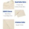 COOFANDY Men’s Casual Henley Shirt Band Collar Short Sleeve Shirt Summer Beach Hippie T-Shirt(Beige)