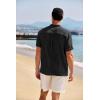 COOFANDY Men’s Casual Henley Shirt Band Collar Short Sleeve Shirt Summer Beach Hippie T-Shirt(Black)