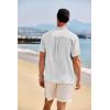 COOFANDY Men’s Casual Henley Shirt Band Collar Short Sleeve Shirt Summer Beach Hippie T-Shirt(Black Stripes on White)