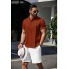 COOFANDY Men’s Casual Henley Shirt Band Collar Short Sleeve Shirt Summer Beach Hippie T-Shirt(Caramel)