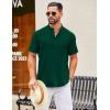 COOFANDY Men’s Casual Henley Shirt Band Collar Short Sleeve Shirt Summer Beach Hippie T-Shirt(Dark Green)
