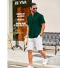 COOFANDY Men’s Casual Henley Shirt Band Collar Short Sleeve Shirt Summer Beach Hippie T-Shirt(Dark Green)