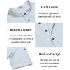 COOFANDY Men’s Casual Henley Shirt Band Collar Short Sleeve Shirt Summer Beach Hippie T-Shirt(Flecking Light Blue)