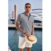 COOFANDY Men’s Casual Henley Shirt Band Collar Short Sleeve Shirt Summer Beach Hippie T-Shirt(Flecking Navy Blue)