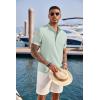 COOFANDY Men’s Casual Henley Shirt Band Collar Short Sleeve Shirt Summer Beach Hippie T-Shirt(Green)