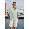 COOFANDY Men’s Casual Henley Shirt Band Collar Short Sleeve Shirt Summer Beach Hippie T-Shirt(Green)
