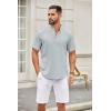 COOFANDY Men’s Casual Henley Shirt Band Collar Short Sleeve Shirt Summer Beach Hippie T-Shirt(Grey)