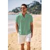COOFANDY Men’s Casual Henley Shirt Band Collar Short Sleeve Shirt Summer Beach Hippie T-Shirt(Ice Green)