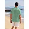 COOFANDY Men’s Casual Henley Shirt Band Collar Short Sleeve Shirt Summer Beach Hippie T-Shirt(Ice Green)