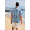 COOFANDY Men’s Casual Henley Shirt Band Collar Short Sleeve Shirt Summer Beach Hippie T-Shirt(Light Blue Flower)