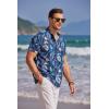 COOFANDY Men’s Casual Henley Shirt Band Collar Short Sleeve Shirt Summer Beach Hippie T-Shirt(Light Blue Hawaiian Flower)