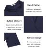 COOFANDY Men’s Casual Henley Shirt Band Collar Short Sleeve Shirt Summer Beach Hippie T-Shirt(Navy Blue)