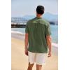 COOFANDY Men’s Casual Henley Shirt Band Collar Short Sleeve Shirt Summer Beach Hippie T-Shirt(Olive Green)